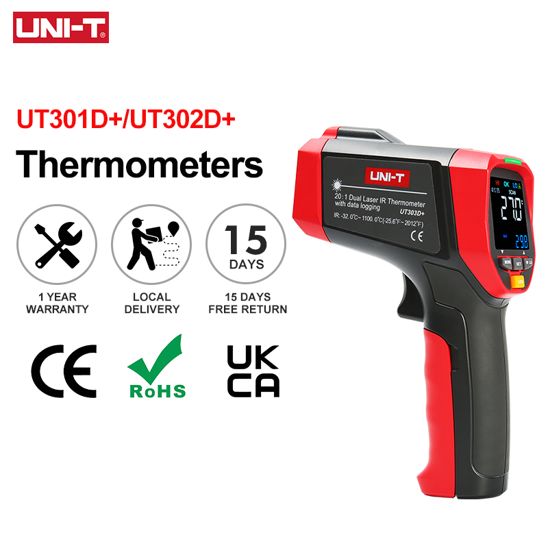 Industrial Laser Temperature Gun - UNI-T Digital Infrared Thermometer UT303D+ Industrial