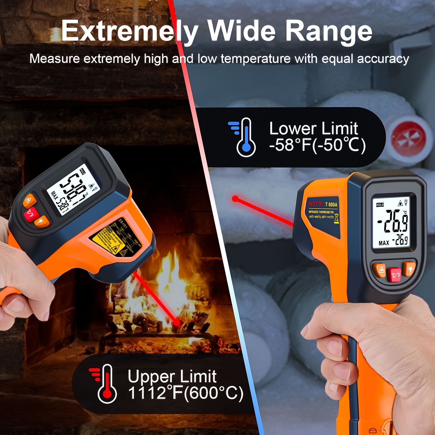 NJTY T600T600A Laser Temperatu - огляд і ціна Industrial Laser Temperature Gun