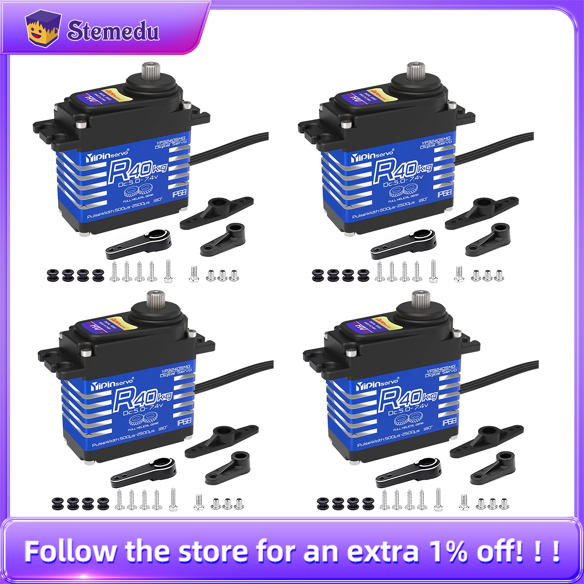 4PCS YiPinservo 40kg Metal Gea - огляд і ціна Servo Motor Cnc