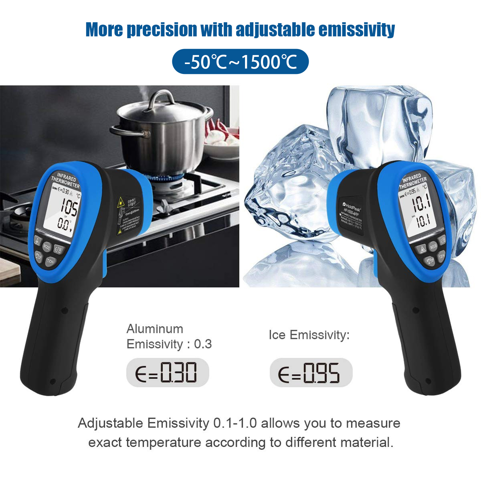 HoldPeak HP-1500-APP Non Conta - огляд і ціна Industrial Laser Temperature Gun