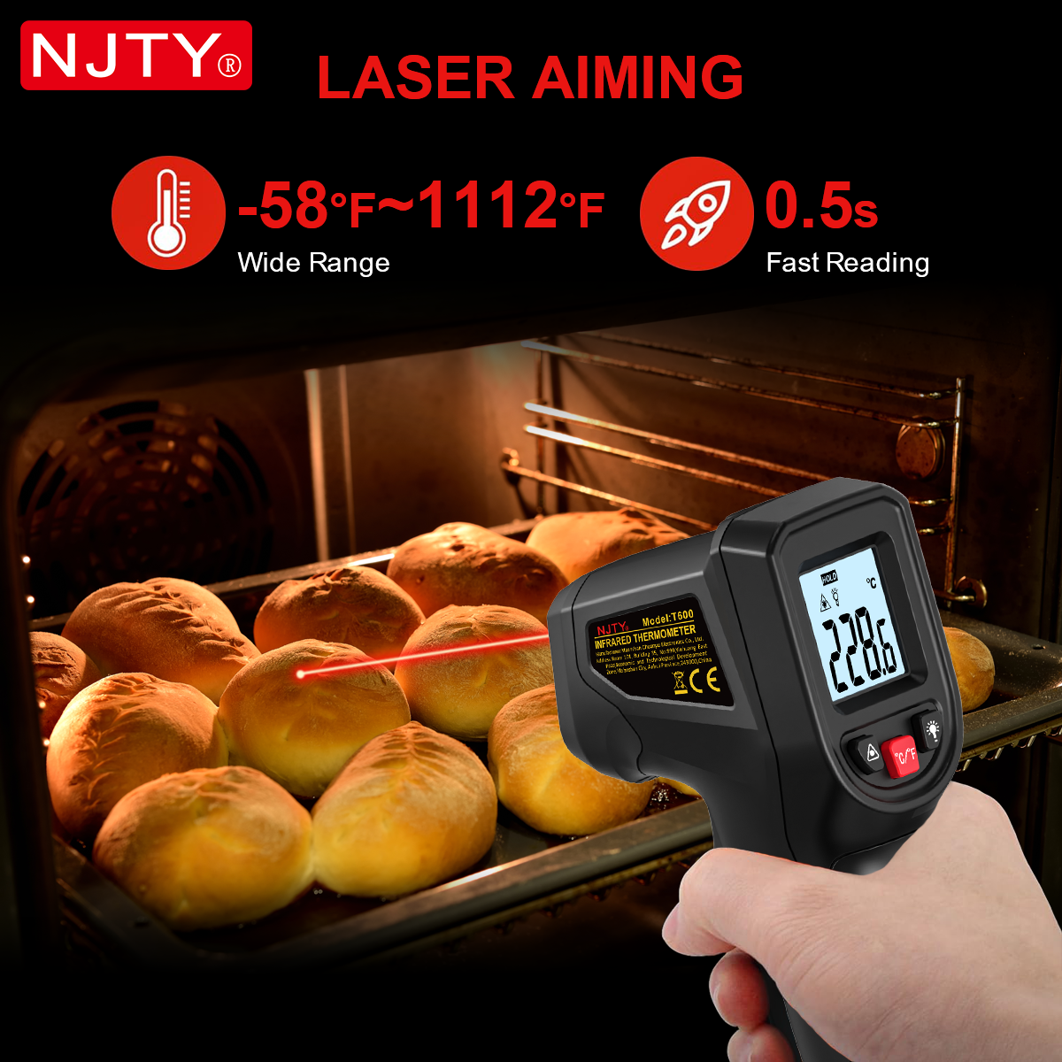 NJTY T600 Infrared Thermometer - огляд і ціна Industrial Laser Temperature Gun