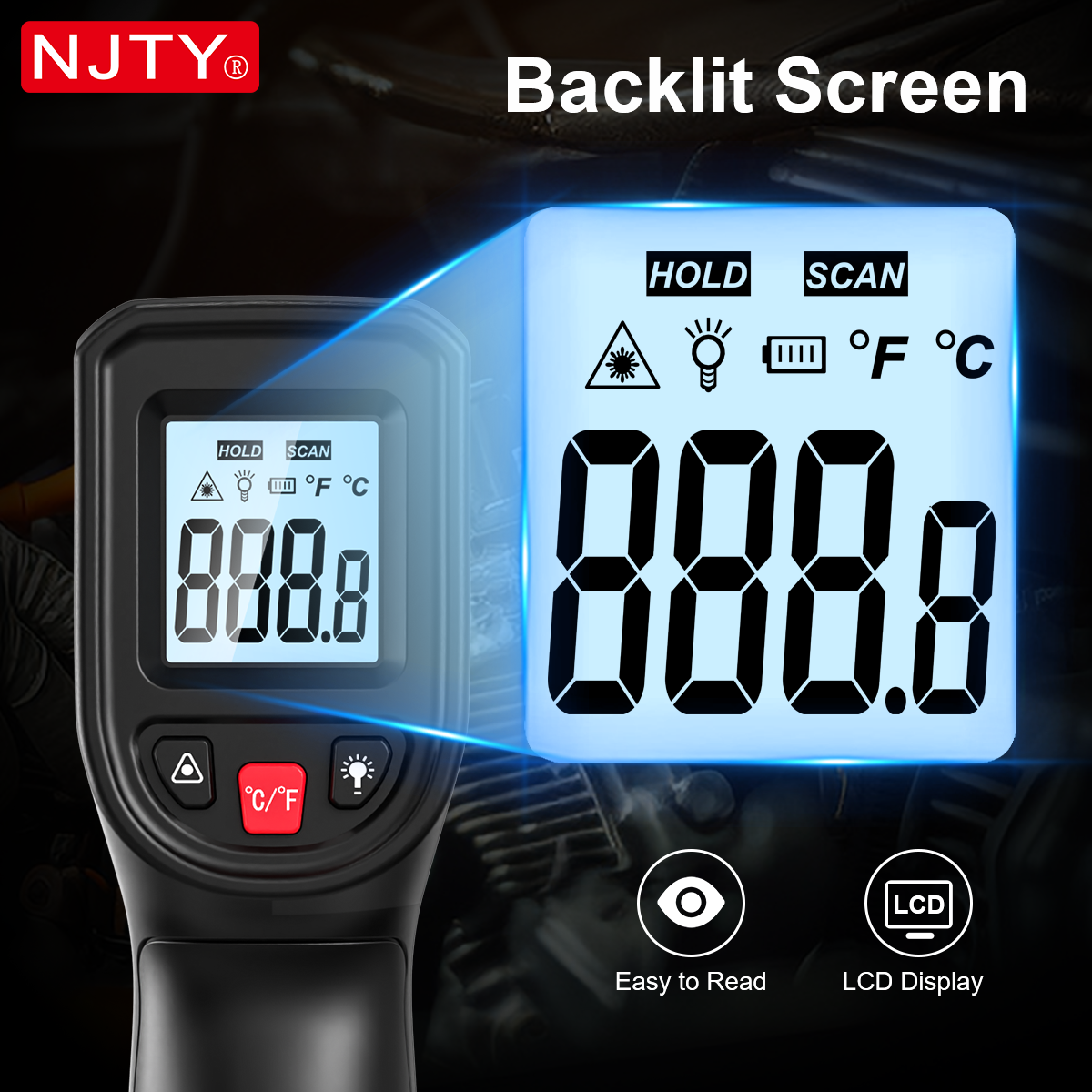 NJTY T600 Infrared Thermometer - огляд і ціна Industrial Laser Temperature Gun